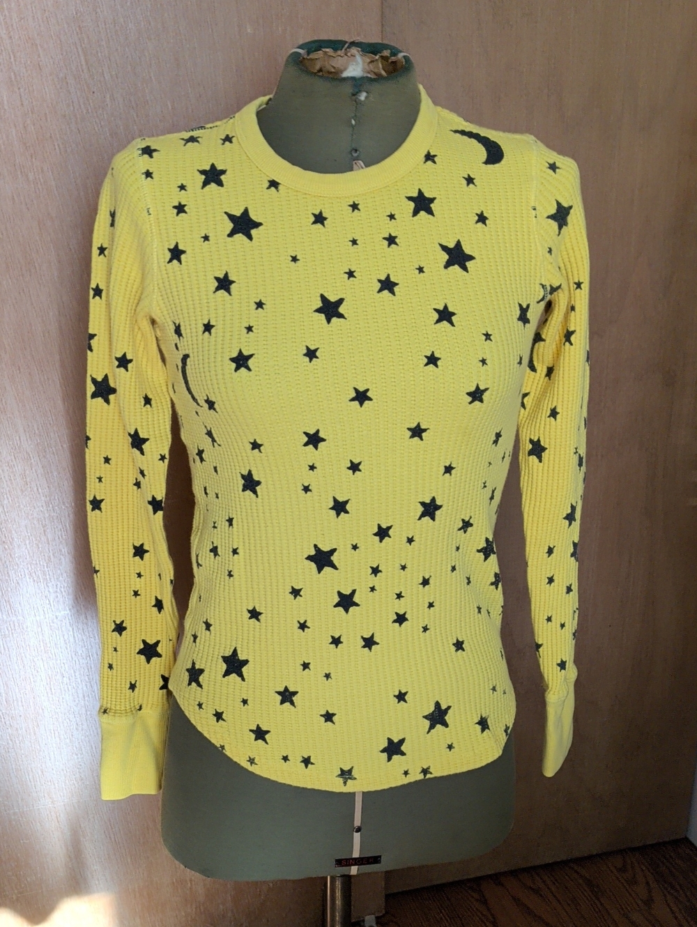 MOTHER Yellow Star & Crescent Long Sleeve Waffle Tee
